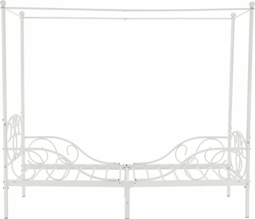 Pat metalic cu baldachin,  alb, 90x200, ADELISA