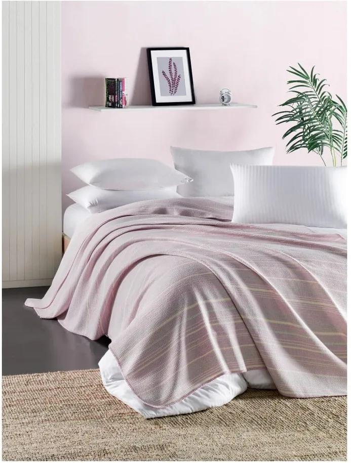 Cuvertură subțire matlasată pentru pat de o persoană Runino Carrie, 160 x 220 cm, roz - galben