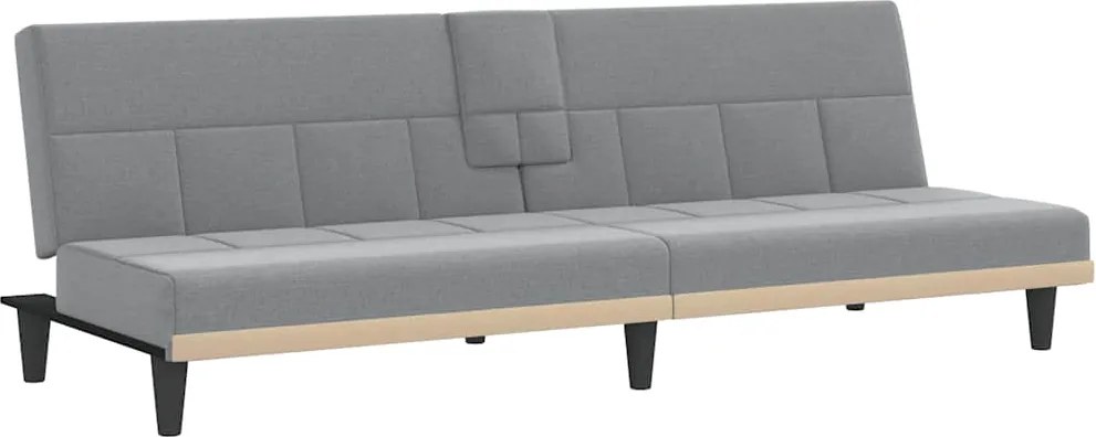 vidaXL Canapea extensibilă cu suporturi de pahar, gri deschis, textil