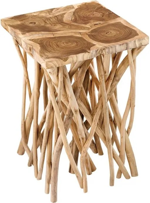 Masuta laterala, lemn de tec, design stilt, Driftwood 60cm