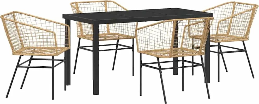 vidaXL Set de masă pentru grădină 5 pcs Maro poliratan