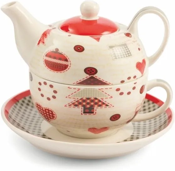 Ceainic cu ceașcă și farfurioară din porțelan Villa d'Este Patchwork Tea For One