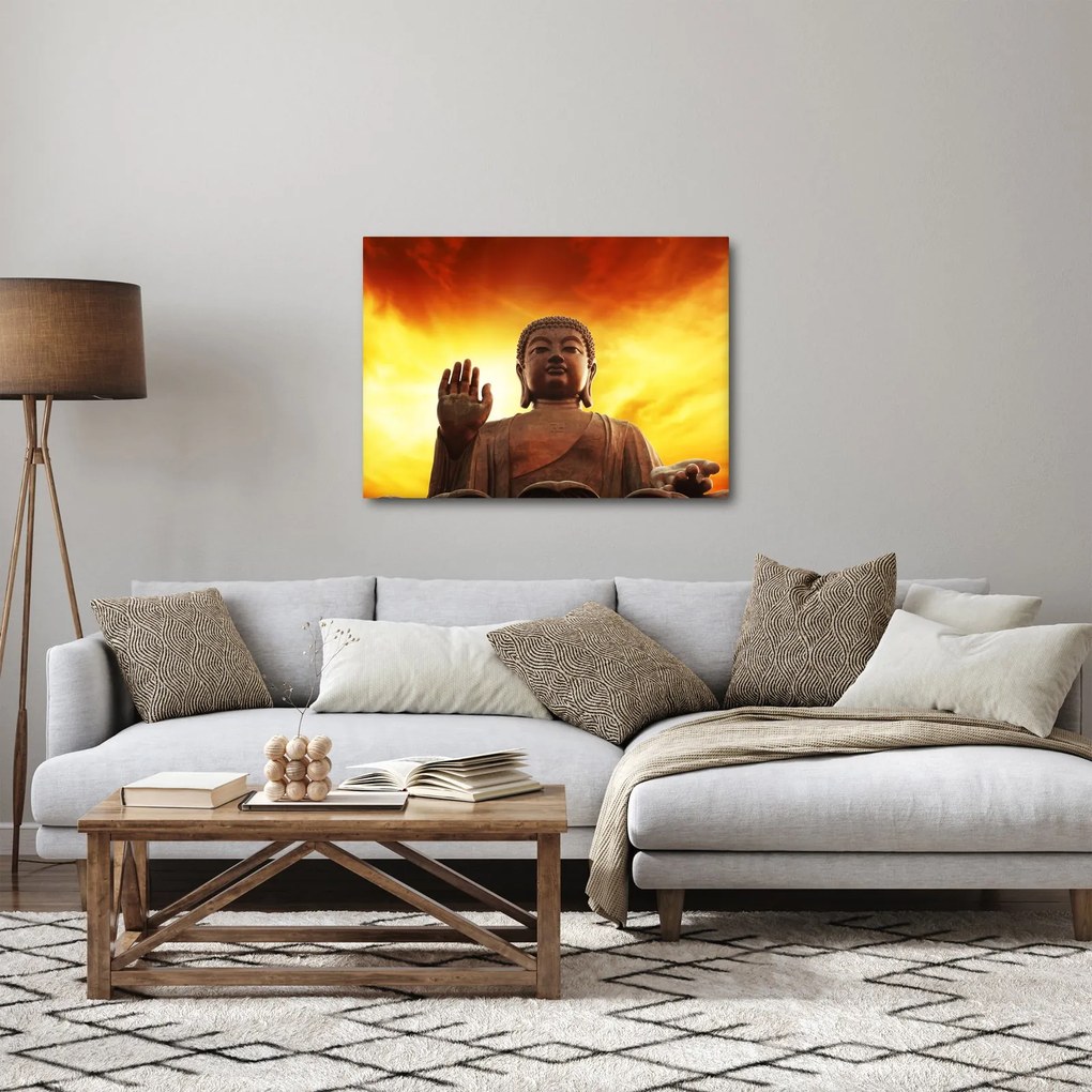 Tablou - Buddha cu fundal roșu și galben (70x50 cm)