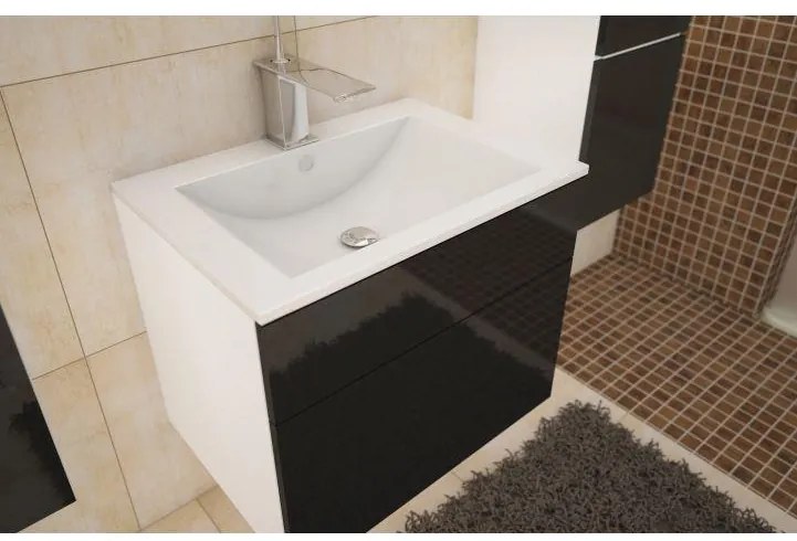 OFERTA Dulap alb pentru lavoar MASON BL13, negru lucios HG calitatea II