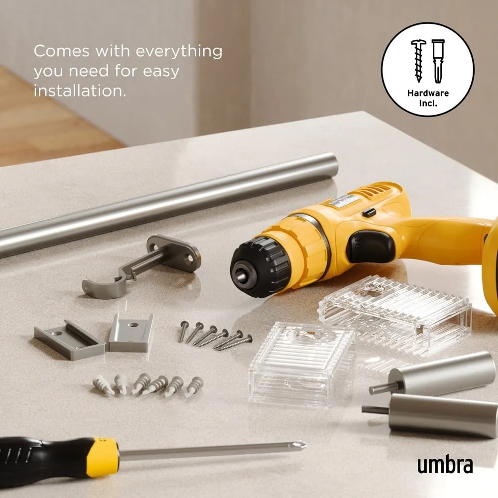 Galerie de perdea argintiu-mat extensibilă din oțel 107 - 305 cm Flute – Umbra