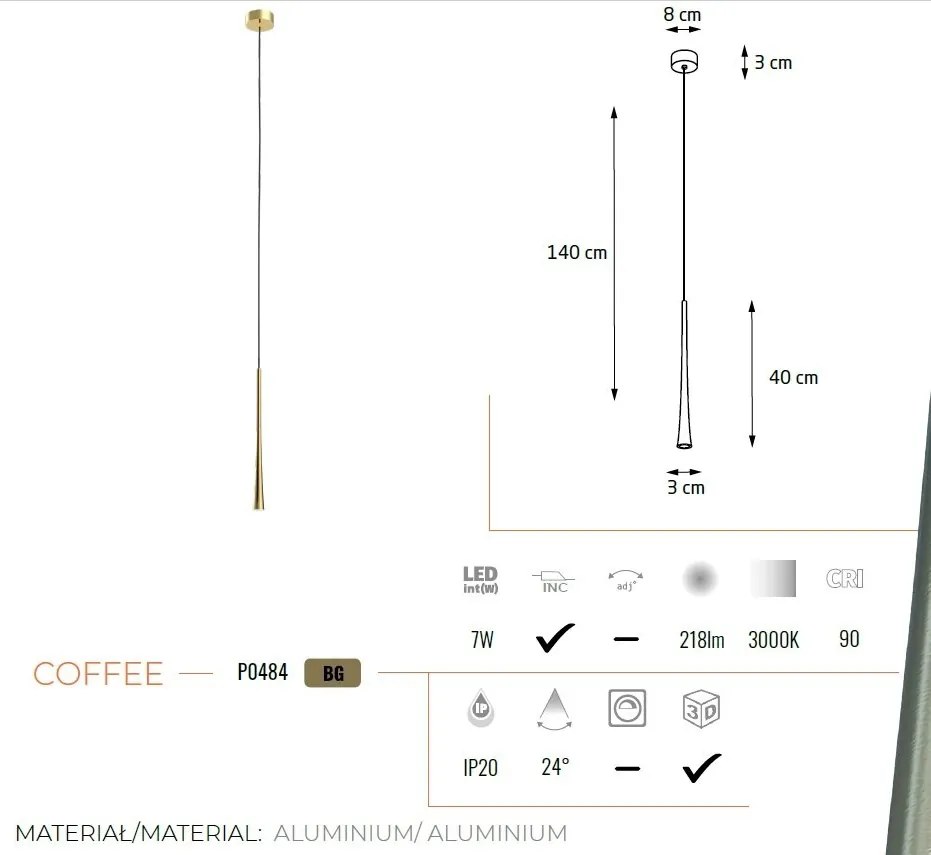 Pendul, Lustra LED design modern COFFEE