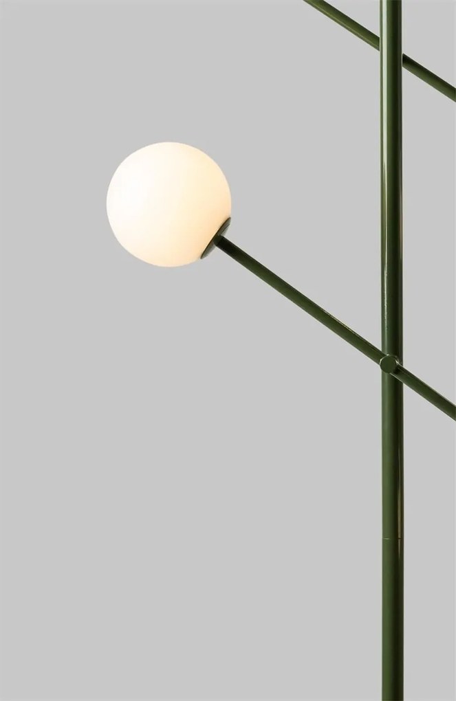 Lampadar cu 4 globuri sticla si metal verde Copenhagen