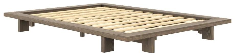 Pat matrimonial maro din lemn de pin cu somieră 160x200 cm Japan – Karup Design