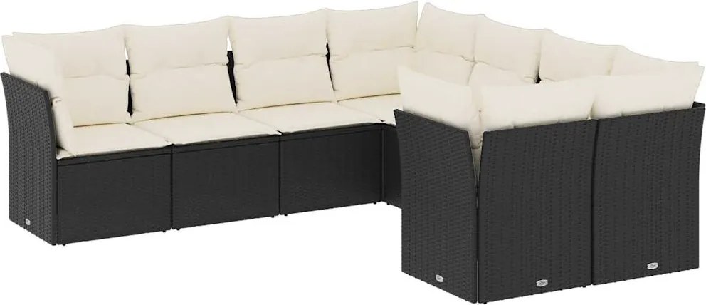 vidaXL Set mobilier de grădină cu perne, 8 piese, negru, poliratan
