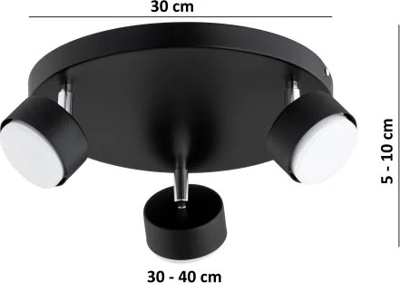 Brilagi - Spot LED MONO, 3 x GX53, 30 W, 230 V, negru