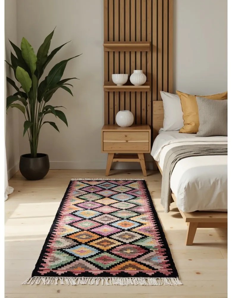 Covor tip traversă reversibil, țesut manual din lână 60x190 cm Kamal Zara – Nouristan