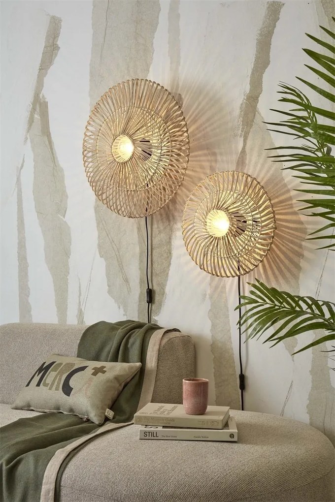 Aplica de perete eco din ratan Zanzibar flat 40cm S, white