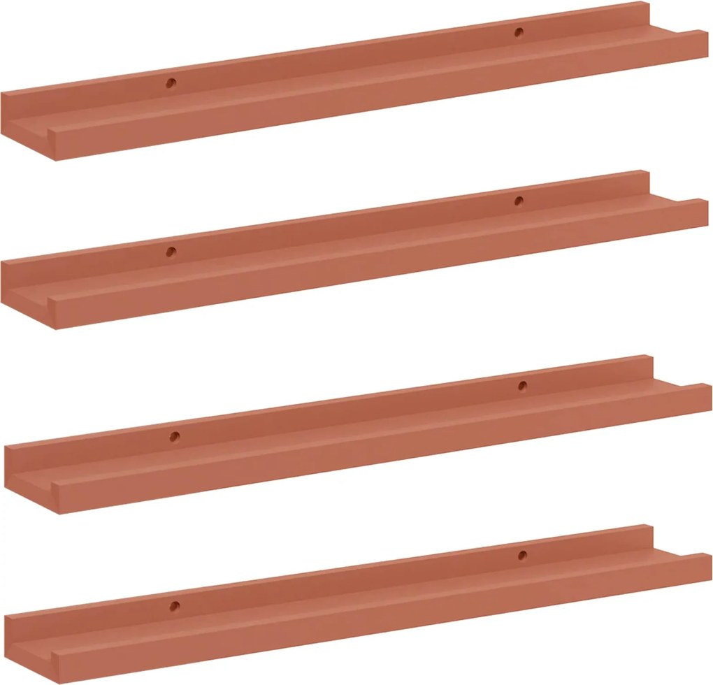 vidaXL Raft de perete cu raft 4 pcs Roșu 60 x 9 x 3 cm Lemn compozit