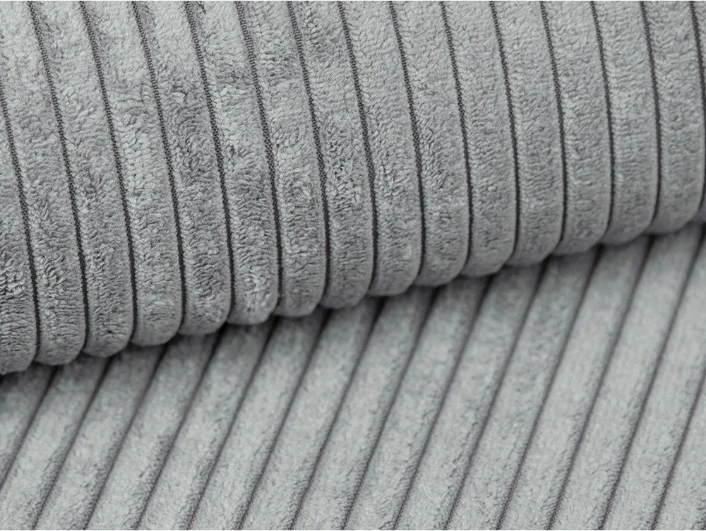 Colțar gri deschis cu tapițerie din catifea reiată (cu colț pe partea stângă/cu șezlong) Campi – Cosmopolitan Design