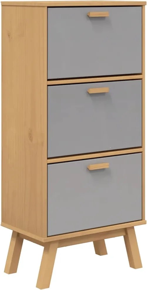 vidaXL Pantofar „OLDEN”, gri/maro, 55x35x120 cm, lemn masiv pin