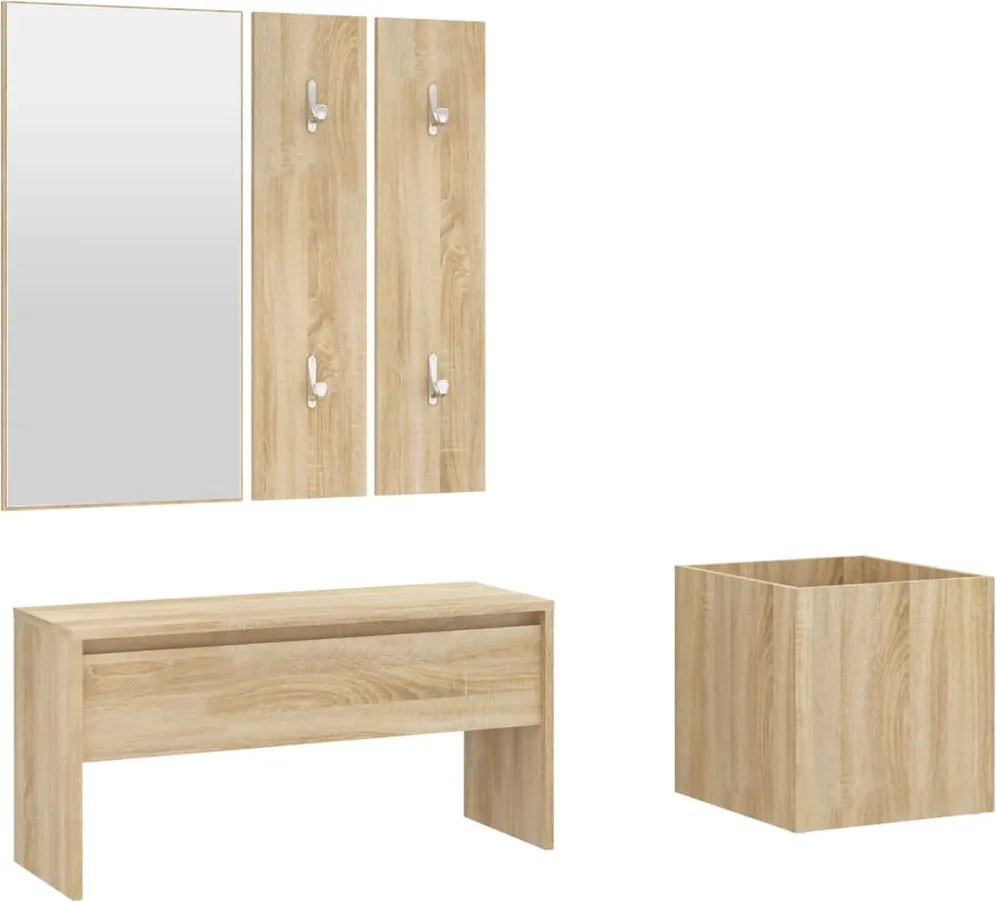 vidaXL Set de mobilier pentru hol, stejar sonoma, lemn prelucrat