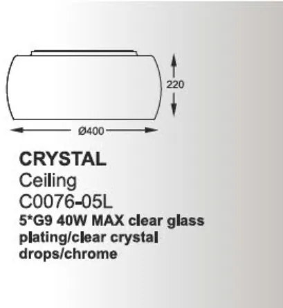Plafonier LUX diam. 40cm Crystal C0076-05L