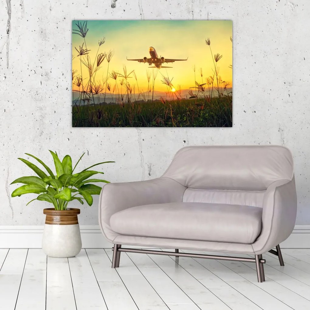 Tablou cu avion zburând (90x60 cm)