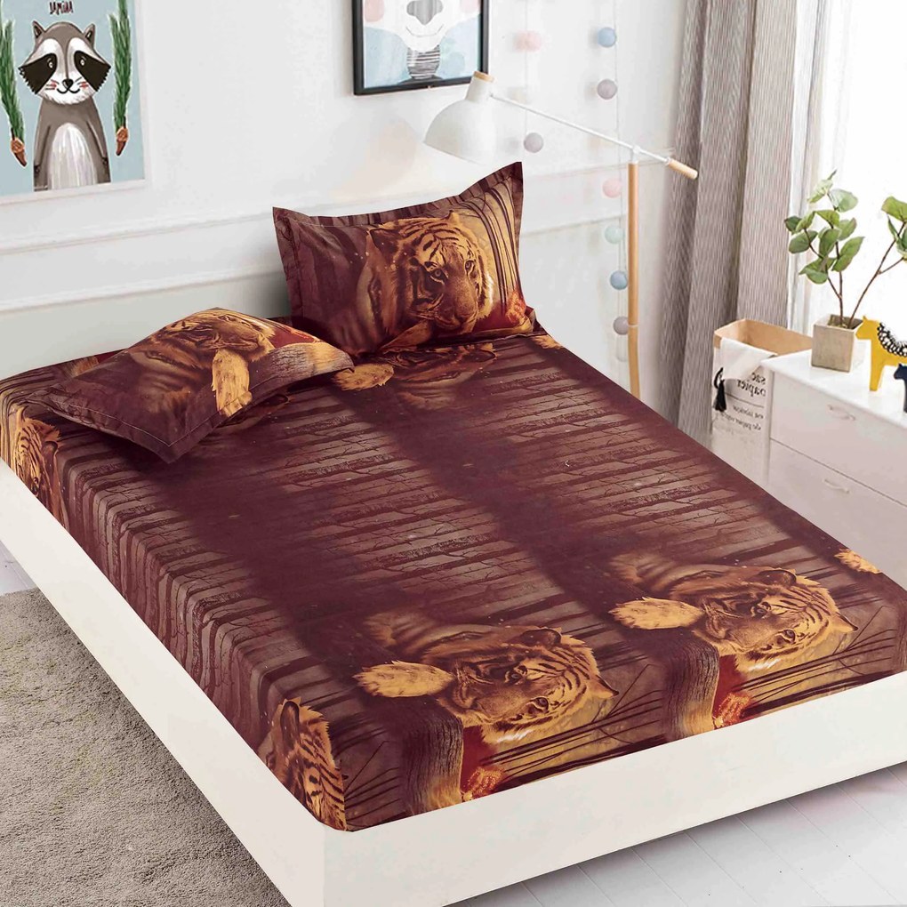 Lenjerie de pat 3 cu elastic 100% bumbac - a718 de la Onesleep