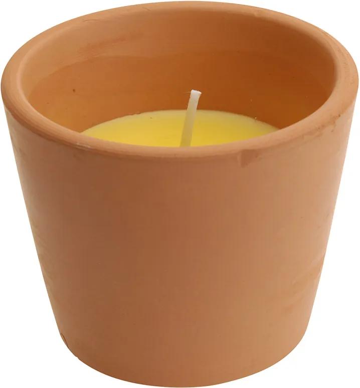 Lumanare parfumata pentru exterior, Citronella, in suport ceramic teracota