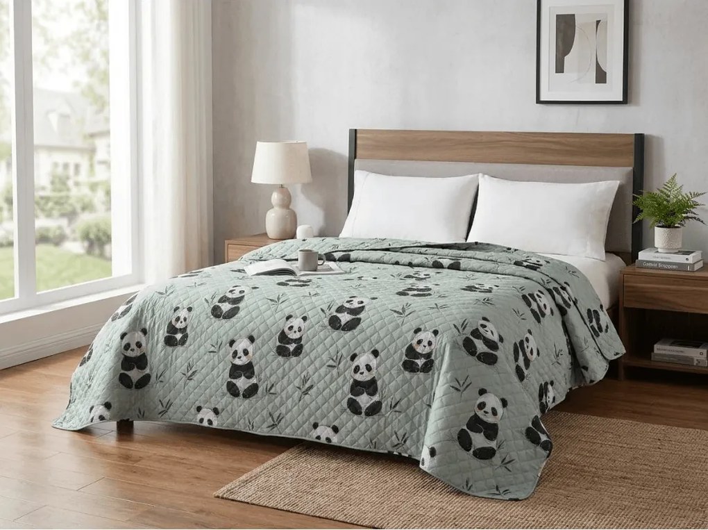 Cuvertura de pat PANDA RELAX verde Dimensiune: 170 x 210 cm