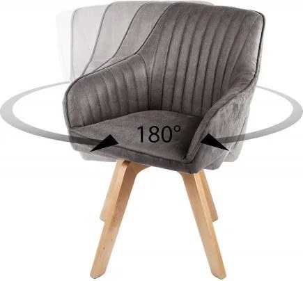 Set de 2 scaune pivotante Livorno catifea gri