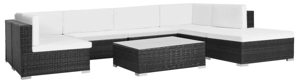 44608 vidaXL Set mobilier de grădină cu perne, 8 piese, negru, poliratan