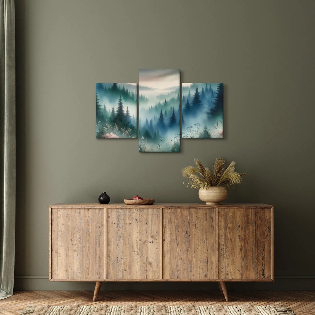 Tablou - Peisaj forestier cu ceață (90x60 cm)