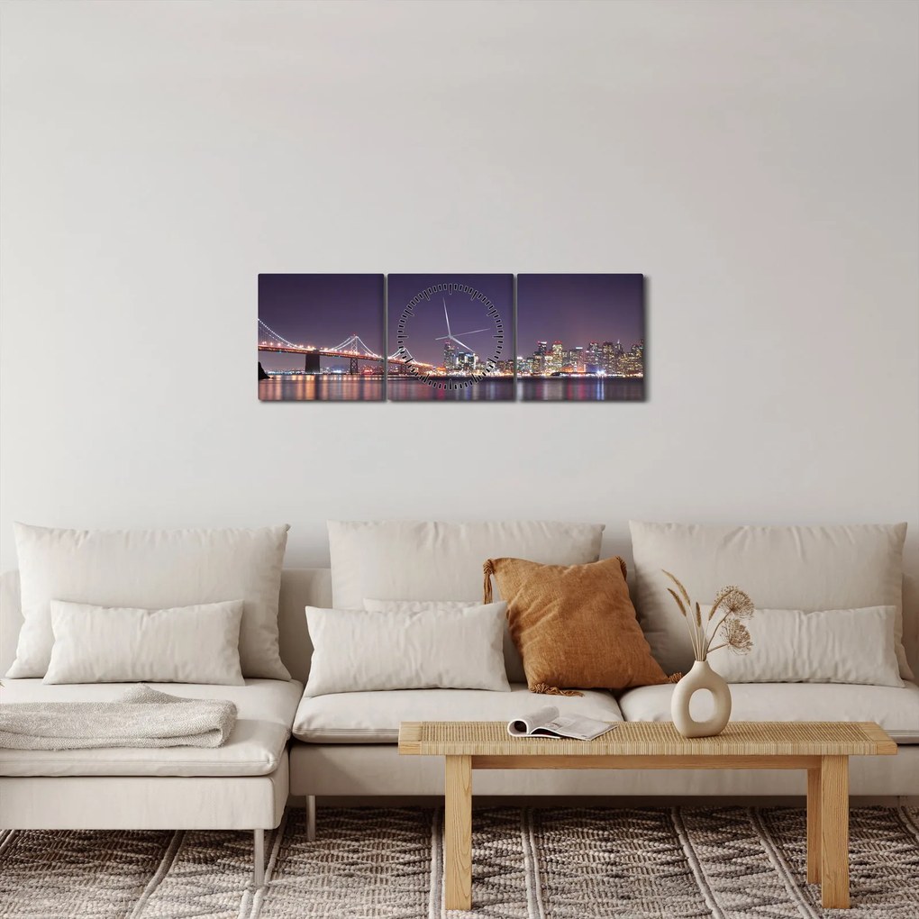 Tablou cu privirea spre San Francisco, California (cu ceas) (90x30 cm)
