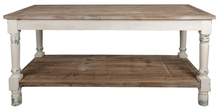 Masă de prezentare shabby chic, cu finisaj alb antichizat, Clarisse, 180x70x85 cm