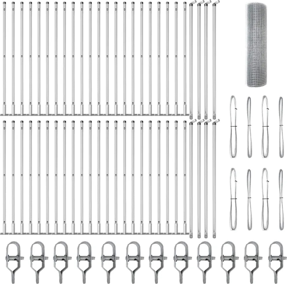 vidaXL Stâlp de gard. Argintiu 100 x 0,4 m (plasă 12 x 12 mm) Oțel