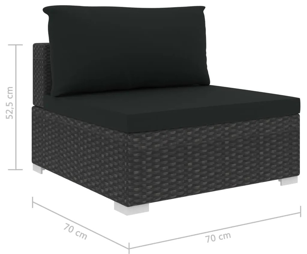 Set mobilier de gradina cu perne, 11 piese, negru, poliratan Negru, 11