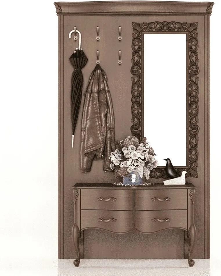 Cuier lemn masiv pentru hol Celisea, 140 × 19 × 220 cm - Ivoire