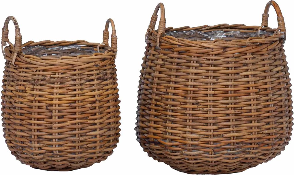 vidaXL Ghiveci coș cu depozitare 2 pcs Maro Ratan Lacak