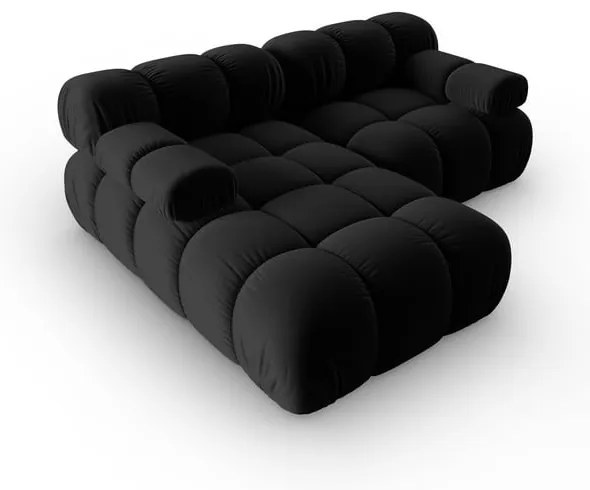 Colțar negru cu tapițerie din catifea (colț stânga) Bellis – Micadoni Home