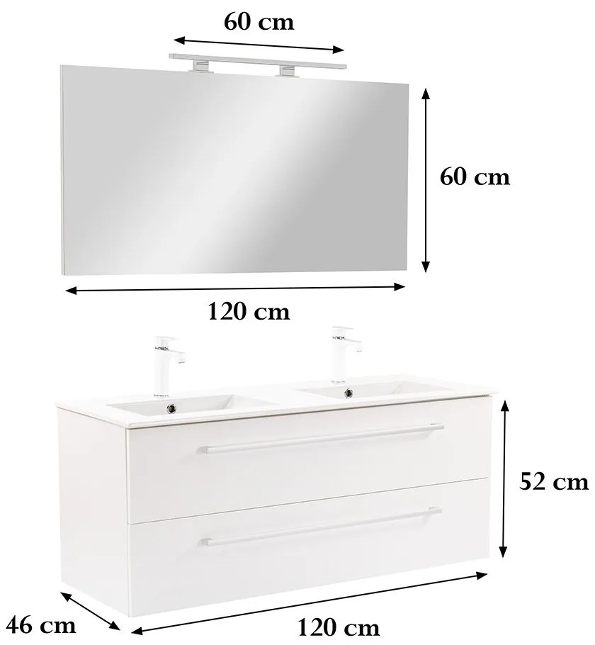 Mobilier complet de baie Vario Clam 120 alb-alb