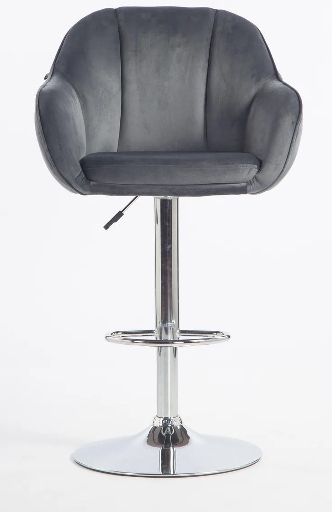 HR2055W Scaun Grafit din Catifea cu Bază Cromata