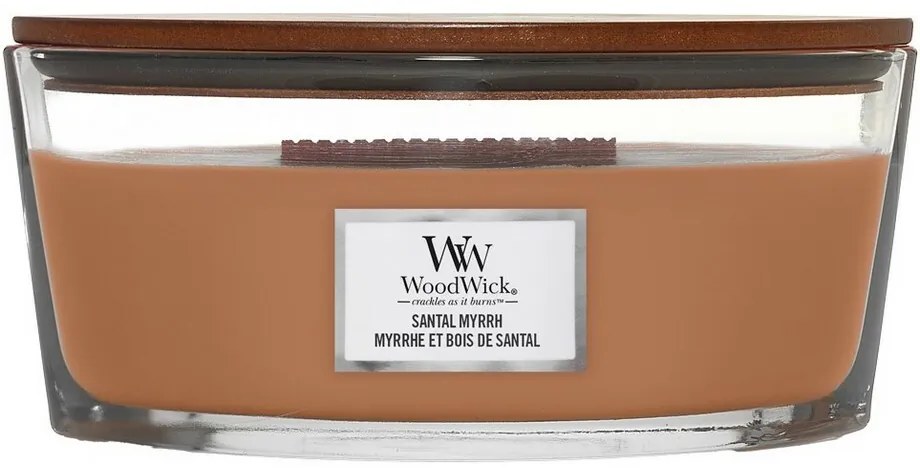 Lumânare parfumată WoodWick Santal Myrrh, 453 g