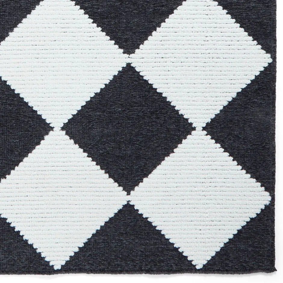 Covor alb-negru lavabil 80x150 cm Lyna Charcoal&amp;White – Think Rugs