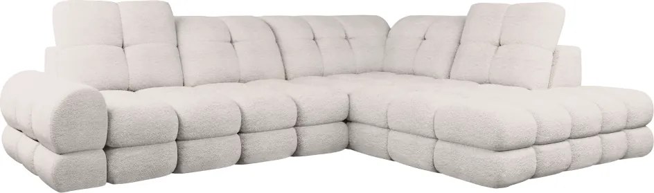 Set canapea extensibilă cu funcţie de extensie electrică, crem, pe dreapta, TOLLO L ROH