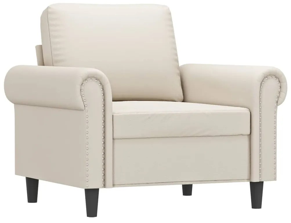 349114 vidaXL Canapea de o persoană, crem, 60 cm, piele ecologică