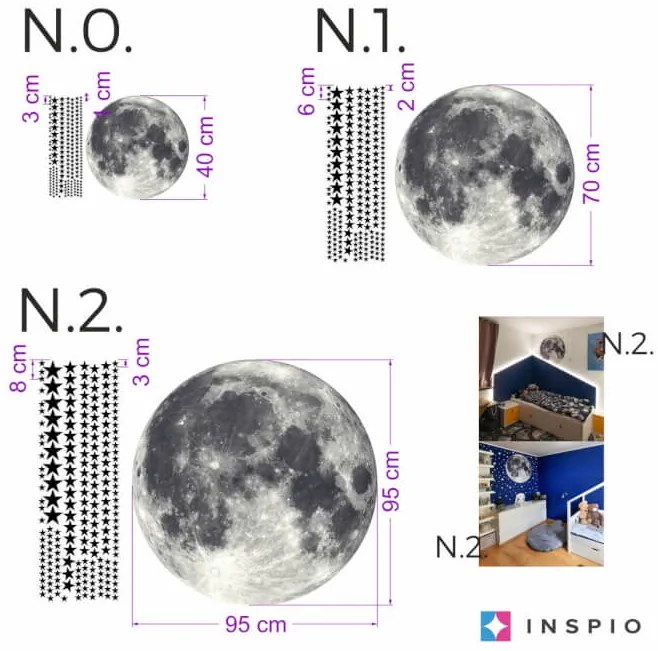 INSPIO Autocolante pentru perete - Lună și stele