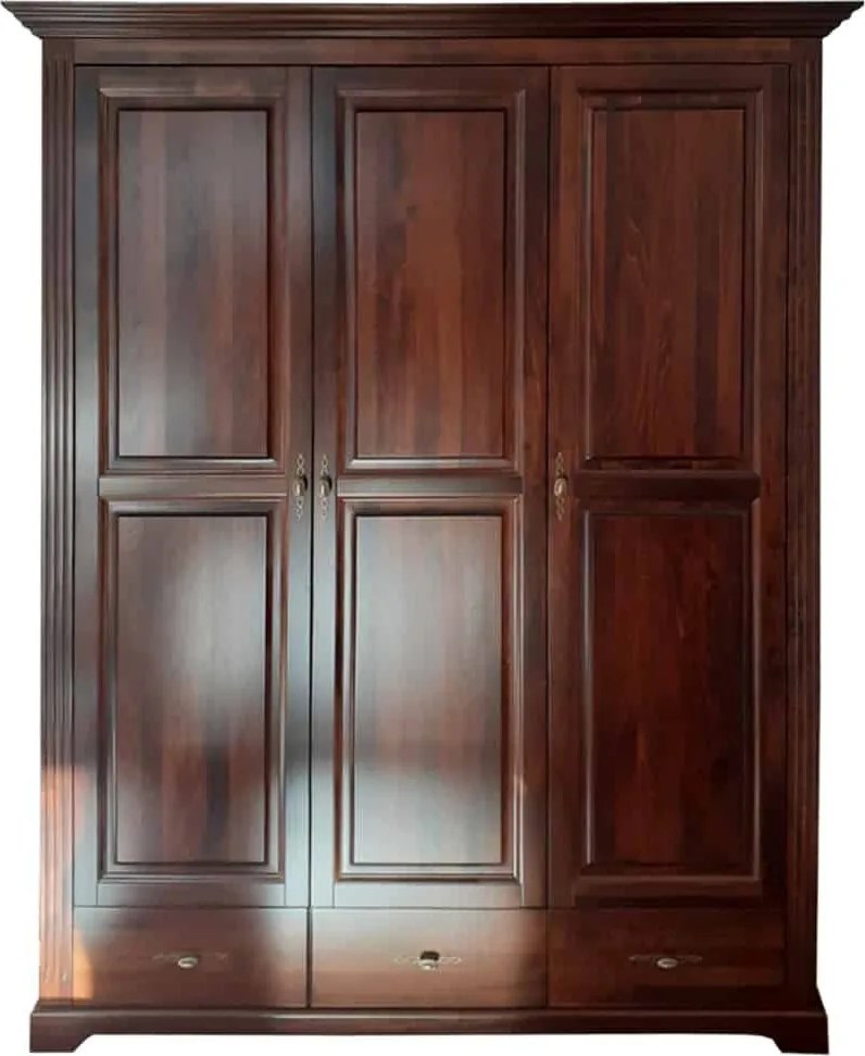 Dulap lemn masiv nuc Preston 3 Uși, 160,7 × 60,9 × 206,9 cm