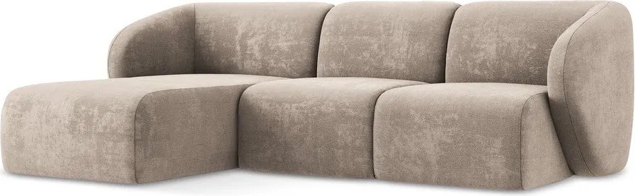 Colțar maro deschis cu tapițerie din chenille (cu colț pe partea stângă/cu șezlong) Lani – Makamii