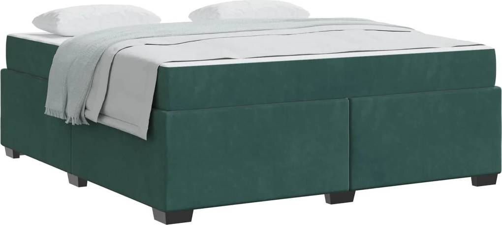 vidaXL Cadru de pat cu saltea Verde închis 180 x 200 cm țesătură