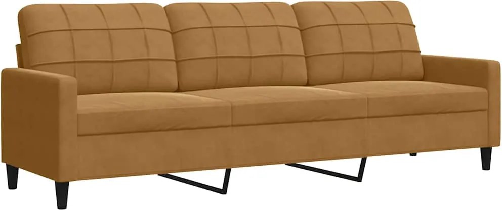 vidaXL Canapea cu 3 locuri, maro, 210 cm, material catifea