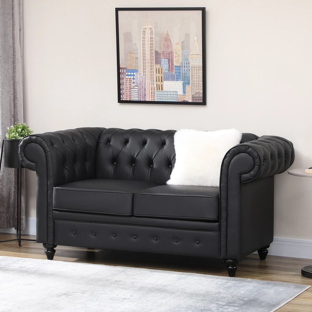 HOMCOM Canapea 2 Locuri Confortabilă, Piele Sintetică, 160x84x80 cm | Aosom Romania