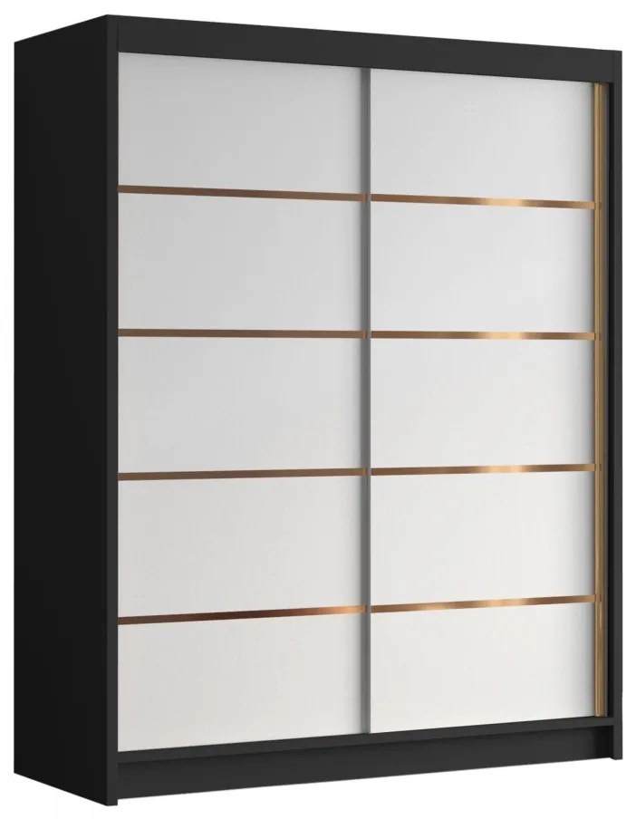 Dulap de haine cu uși culisante Hyzron IV 150 (Negru + auriu) . Promo -17%. 1105729