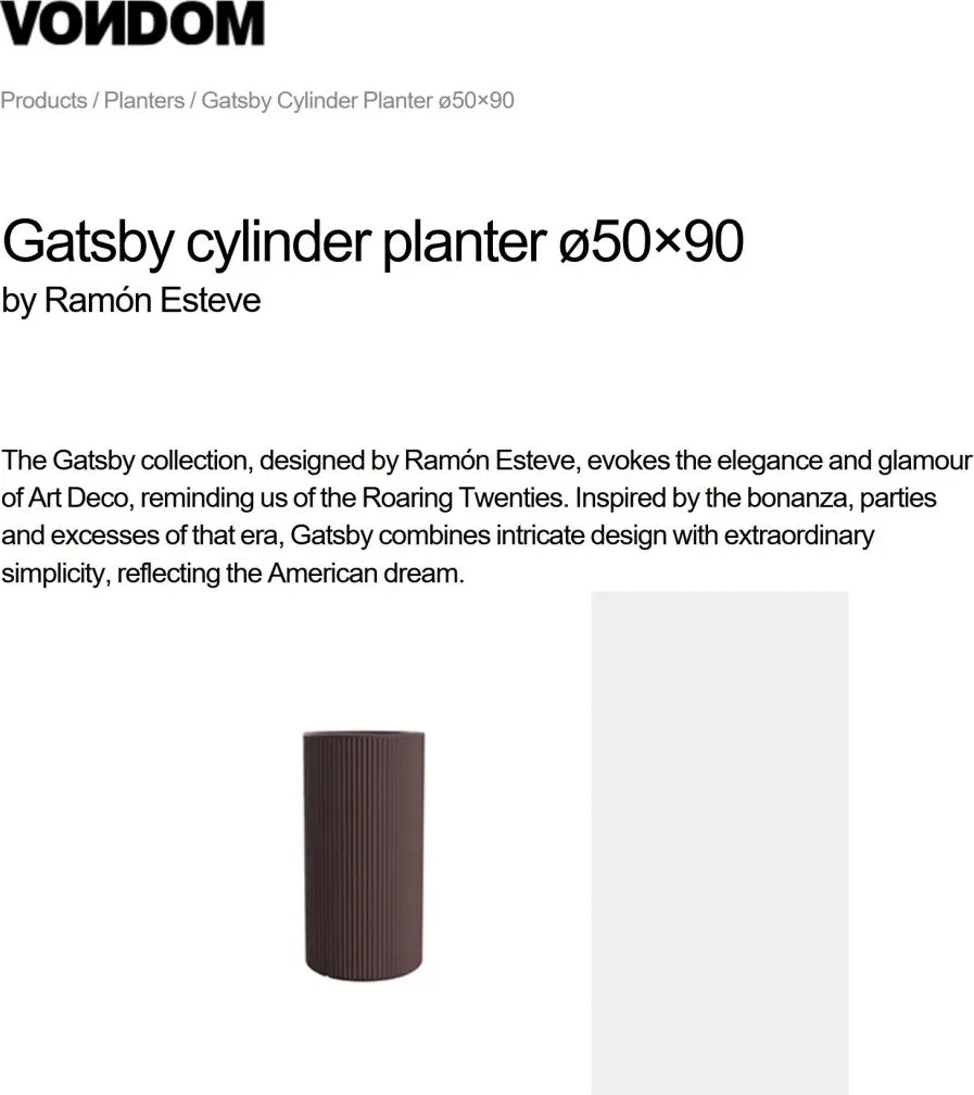 Ghiveci plante design decorativ modern exterior / interior GATSBY 50x90cm