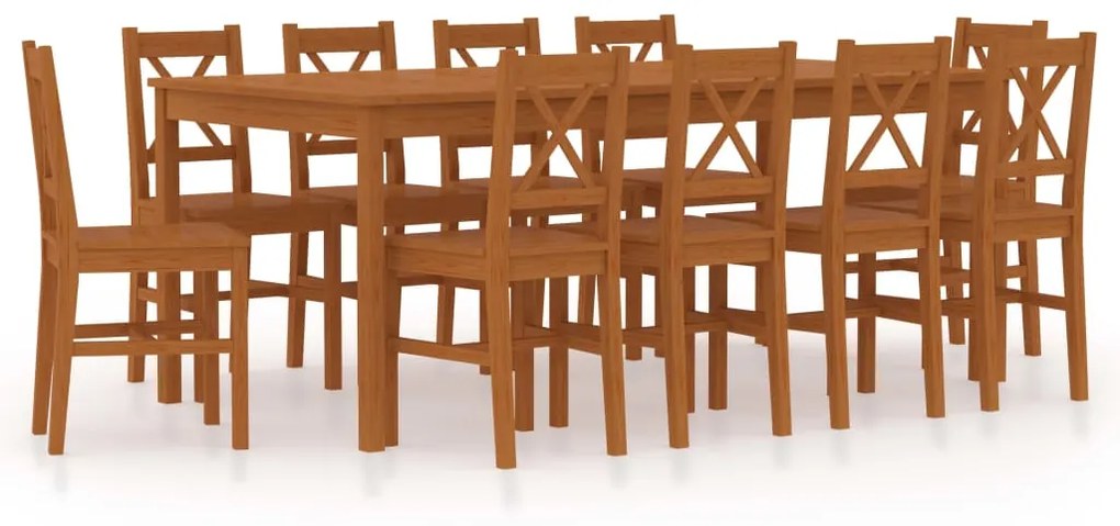 283392 vidaXL Set mobilier de bucătărie, 11 piese, maro miere, lemn de pin